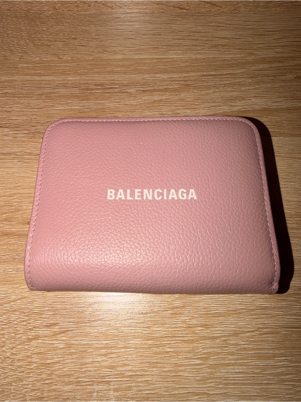 NWT $550 Balenciaga BIFOLD GRAINED CALF Pink Leather Compact Wallet